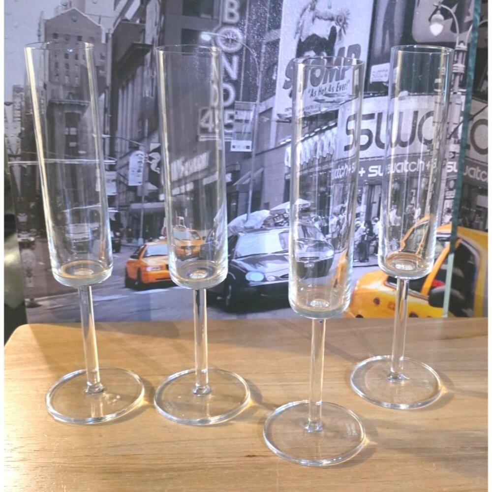4 Schott Zwiesel Crystal Champagne Flutes 9.5" Tall